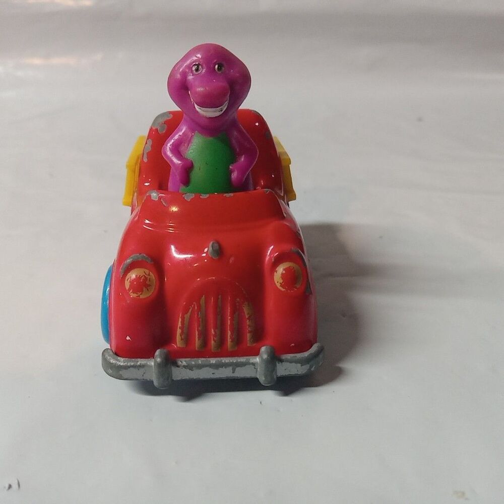 Vintage Barney Dinosaur Fire Truck Engine Die Cast Toy Car (Lyons Group 1993)